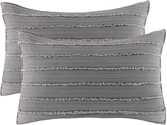 BOSOWOS Standard Size Pillow Shams Set of 2, Ultra Soft Breathable 20 x 26 Inches Pillow Case Envelope Closure, Microfiber Farmhouse Bed Pillowcases for Easy Care, Grey