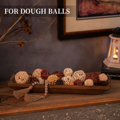 Hanobe Decorative Wood Dough Bowl: Large Long Wooden Bowl for Entry Way Table Home Decor - Coffee Table Decor for Living Room - Dining Table Centerpiece Decor, Brown