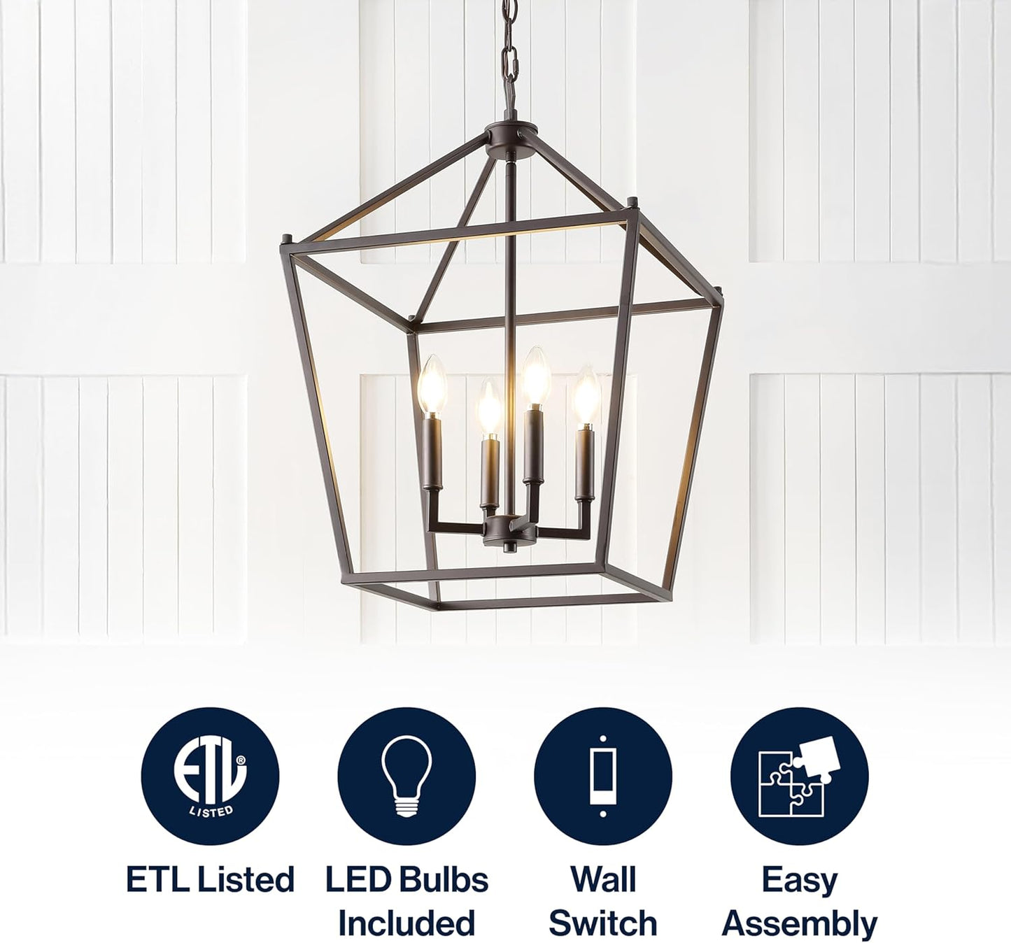 JONATHAN Y JYL7437A Pagoda Lantern Dimmable Adjustable Metal LED Pendant Classic Traditional Farmhouse Dining Room Living Room Kitchen Foyer Bedroom Hallway, 16 in, Oil Rubbed Bronze