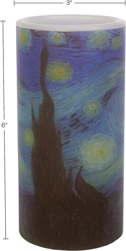 Lavish Home Flameless Candles - 2-Pack Van Gogh Starry Night Battery Operated Candles with Remote and Flickering Light for Home Décor