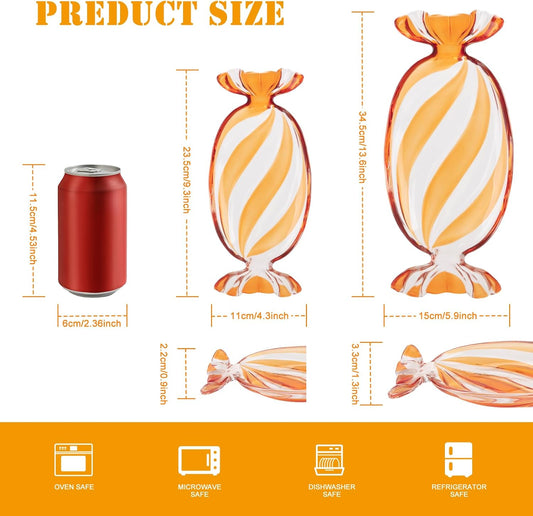 SHOWLOUE Christmas Platter Dish, Glass Candy Platter Serving Dessert Plates Christmas Dinnerware Tray Decorative Plates for Xmas Holiday Party Favor, Orange, Large