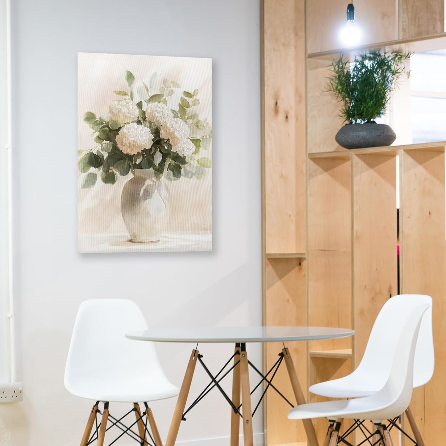 Hand painted Rustic Farmhouse Flower Canvas Wall Art, White Hydrangeas Wall Decor Pictures ,Soothing Calming Nature Botanical Vintage Floral Country Prints Artwork for Bedroom Living Room 16x24in