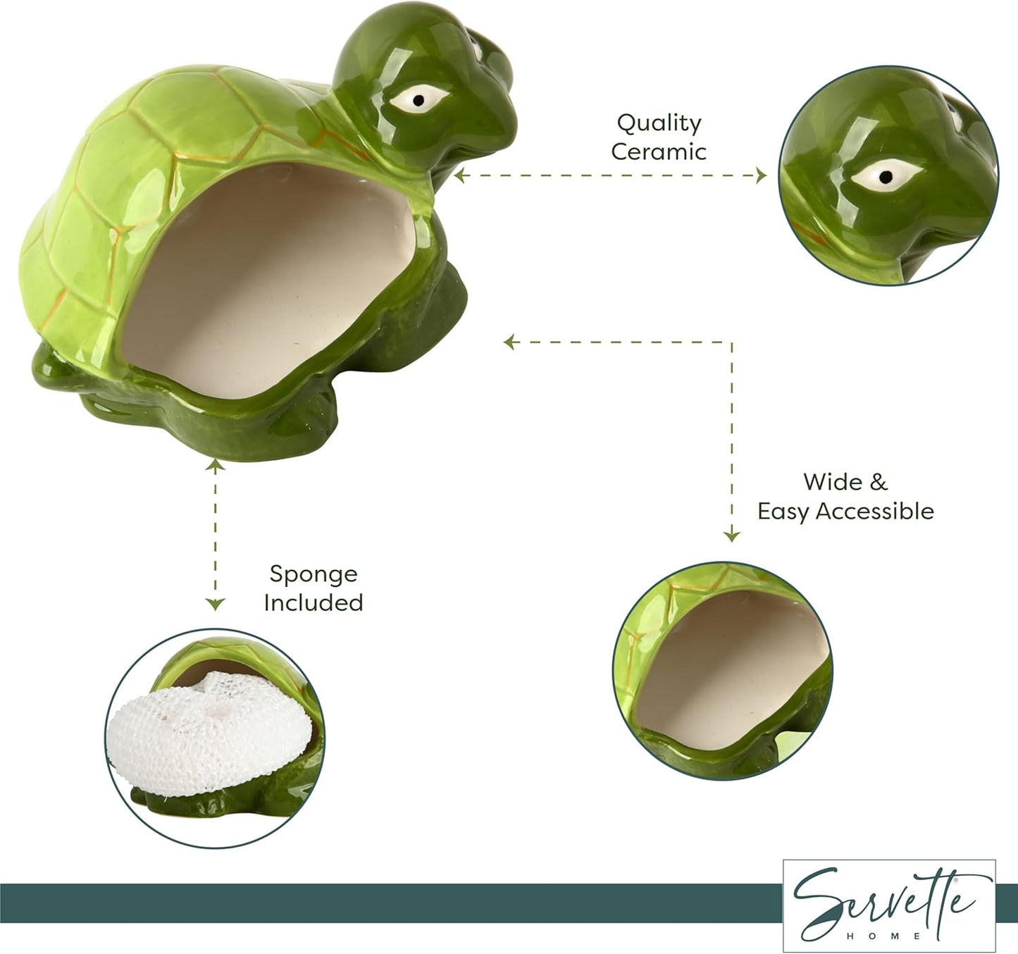 Decorative Dish Sponge Holder for Kitchen Sink (Turtle)