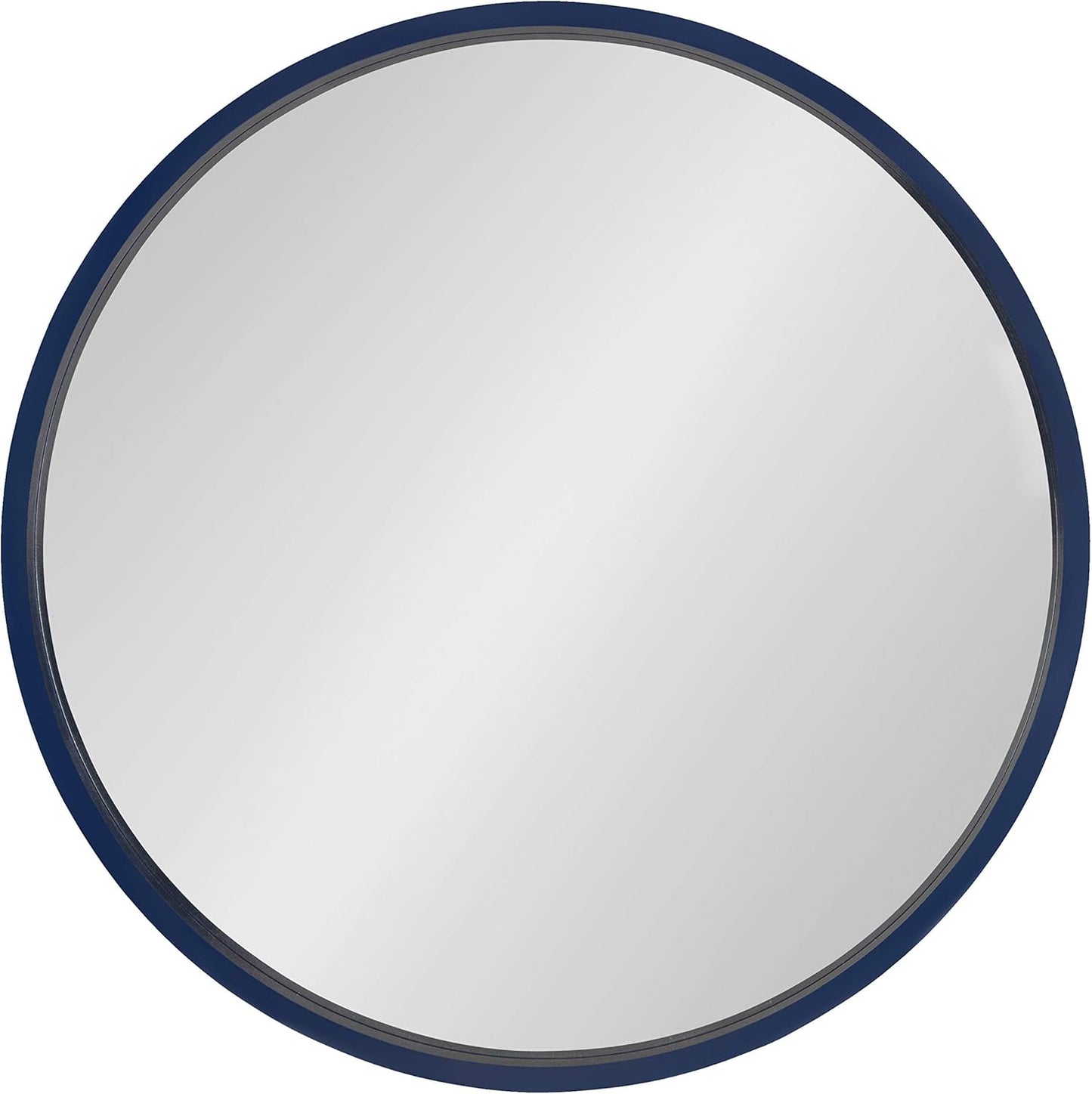 Kate and Laurel Travis Round Wood Wall Mirror, 25.6" Diameter, Navy Blue, Modern Wall Décor Accent