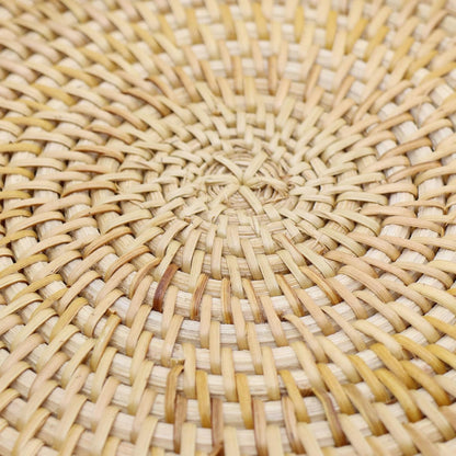 Handwoven Rattan Round Serving Tray, Natural Wicker Decorative Tray for Serving, Coffee Table, Home Boho Décor and Entertaining, Gift Idea Choice