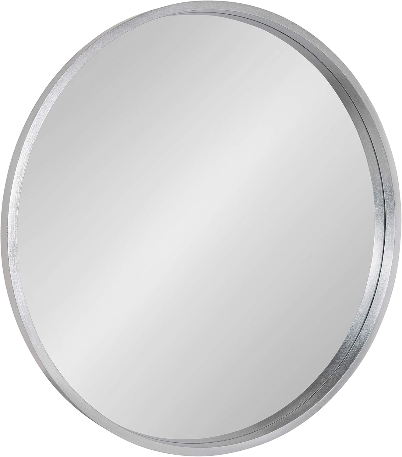 Kate and Laurel Travis Round Wood Wall Mirror, 31.5" Diameter, Silver, Chic Glam Wall Décor Accent