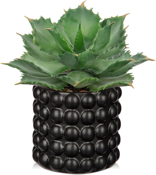 Briful Succulents Plants Artificial for Home Decor, Realistic Potted Fake Agave Plant, Bubbled Plant Pot, Cute Agave Ovatifolia Faux Plant, Shelf Tables Decor, Modern Farmhouse Home Decorations