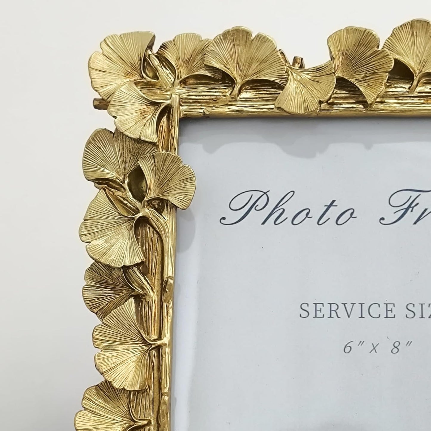 LONG XIN 1PCS 6x8 Inch Vintage Photo Frame Resin Picture Frame Ginkgo Leaves Decoration Photo Frame Stand Holder for Home Decor Old Fashioned Gorgeous Photo Gallery Art Decor (Vintage Gold）