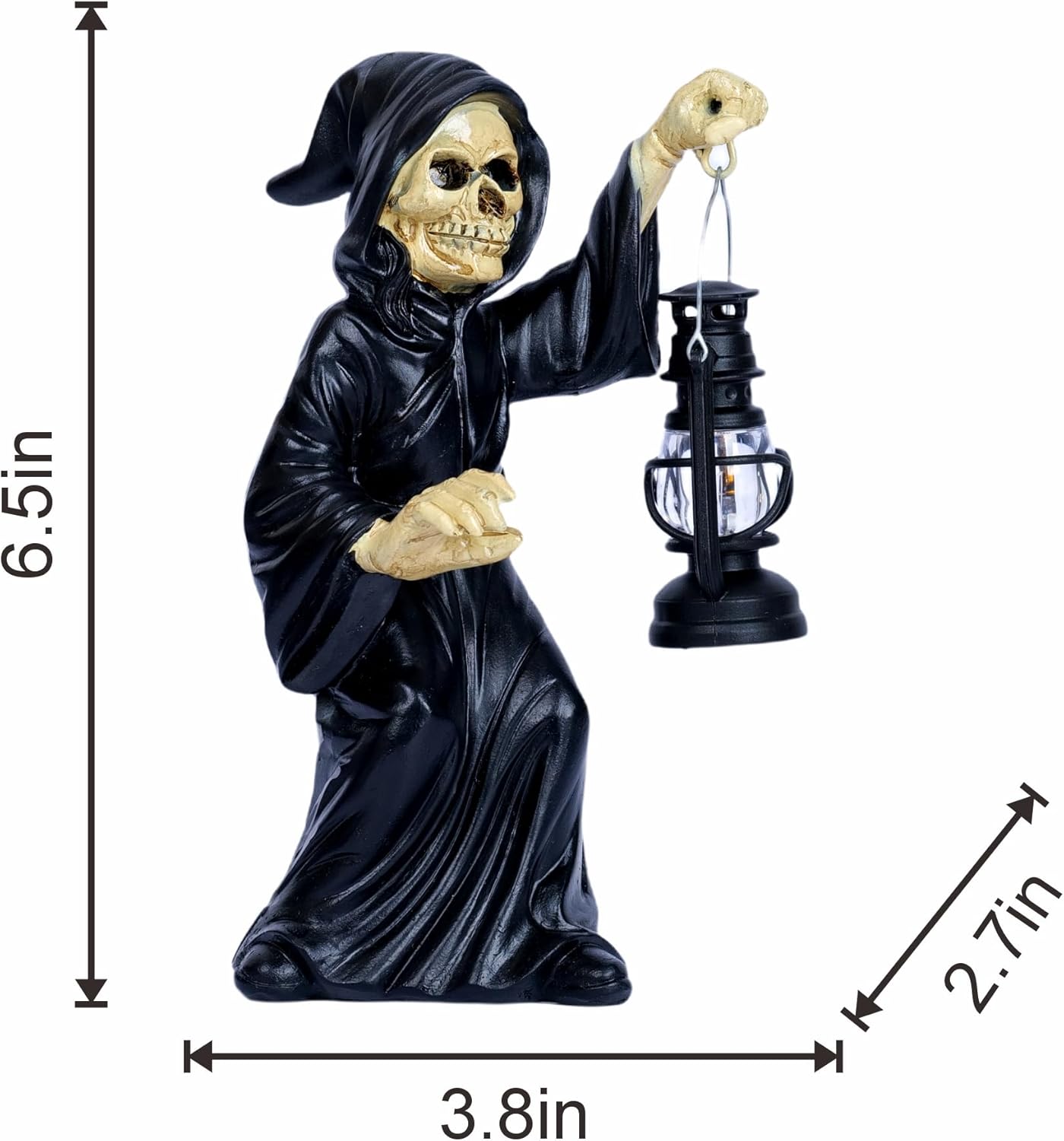 Halloween Indoor Decorations Witch Figurine with Glowing Lantern Resin Skeleton Witch Statue Spooky Gothic for Home Decor Shelves Entryways Desks Table Shelf Office Display