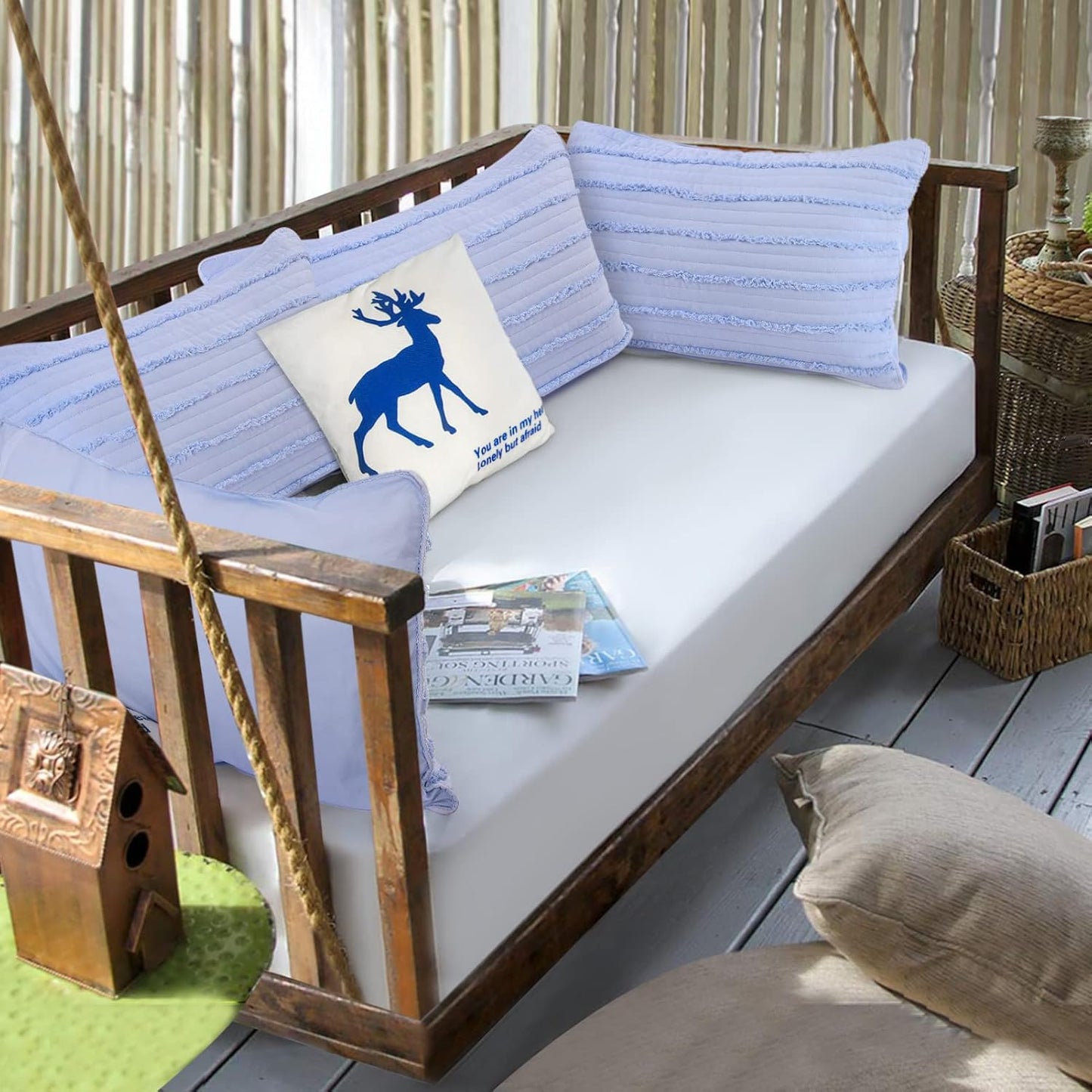 BOSOWOS King Size Pillow Shams Set of 2, Ultra Soft Breathable 20 x 36 Inches Pillow Case Envelope Closure, Microfiber Farmhouse Bed Pillowcases for Easy Care, Light Cornflower Blue