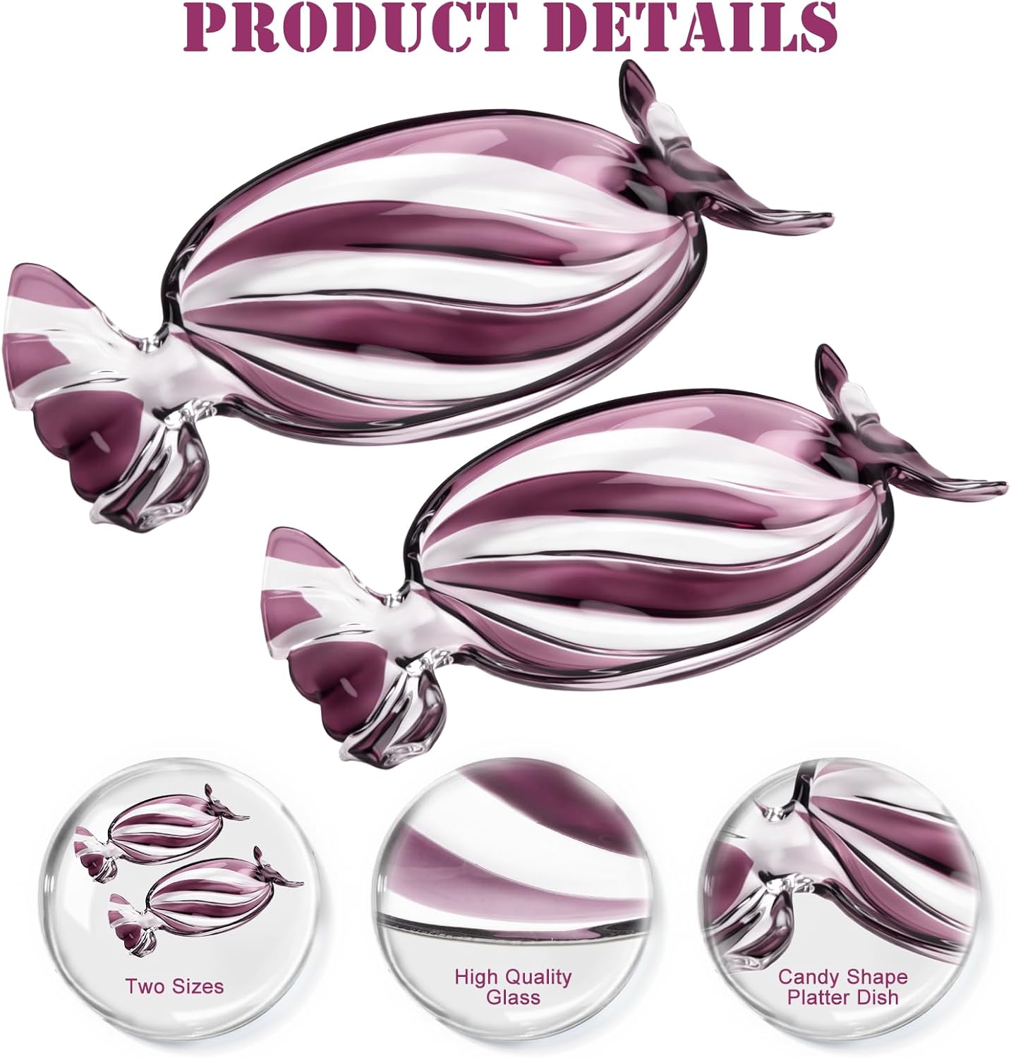 Christmas Platter Dish, Glass Candy Platter Serving Dessert Plates Christmas Dinnerware Tray Decorative Plates for Xmas Holiday Party Favor, Dark Purple, Small