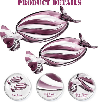 Christmas Platter Dish, Glass Candy Platter Serving Dessert Plates Christmas Dinnerware Tray Decorative Plates for Xmas Holiday Party Favor, Dark Purple, Small