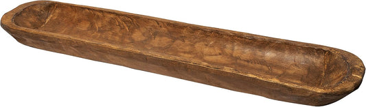 Decorative Wooden Dough Bowl Decor Approx 30 Inch, Hand Carved Rustic Wood Long Dough Bowl, Large Carved Dough Bowl, Long Wooden Bowl, Bread Shaped Bowl Wooden Large Dough Bowl Centerpiece Made in USA