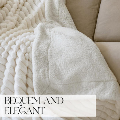 MOSAYT Throw Blanket for Couch Or Bed, Super Soft Faux Rabbit Fur Lamb Hair Blanket, Elegant Ruched Design Fleece Blanket, White Cozy Blanket for Couch, Sofa and Bed(50x60 Inch)