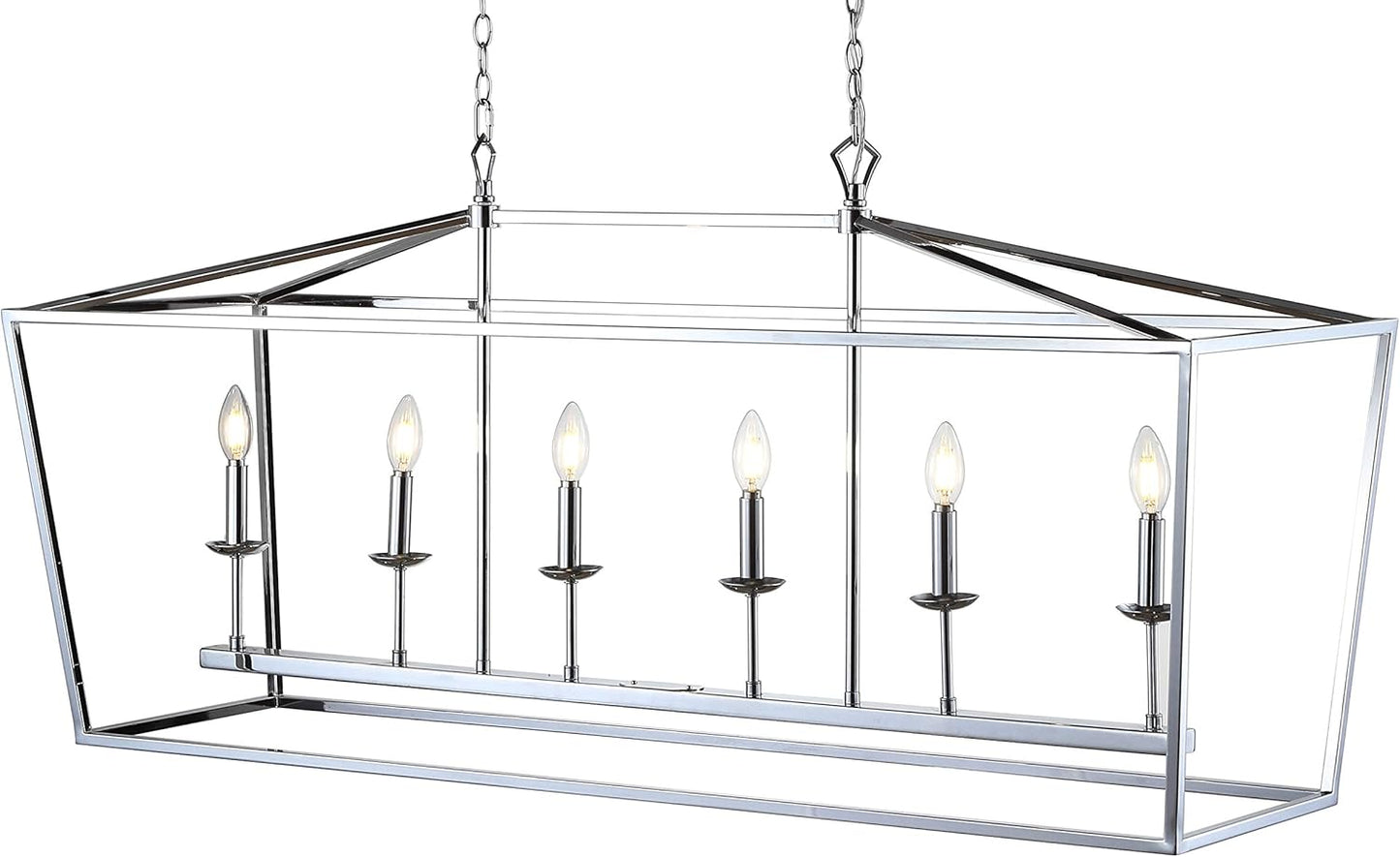 JONATHAN Y JYL7439C Pagoda Lantern Dimmable Adjustable Metal LED Pendant Classic Traditional Farmhouse Dining Room Living Room Kitchen Foyer Bedroom Hallway, 49 in, Chrome