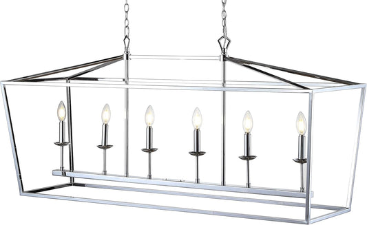 JONATHAN Y JYL7439C Pagoda Lantern Dimmable Adjustable Metal LED Pendant Classic Traditional Farmhouse Dining Room Living Room Kitchen Foyer Bedroom Hallway, 49 in, Chrome