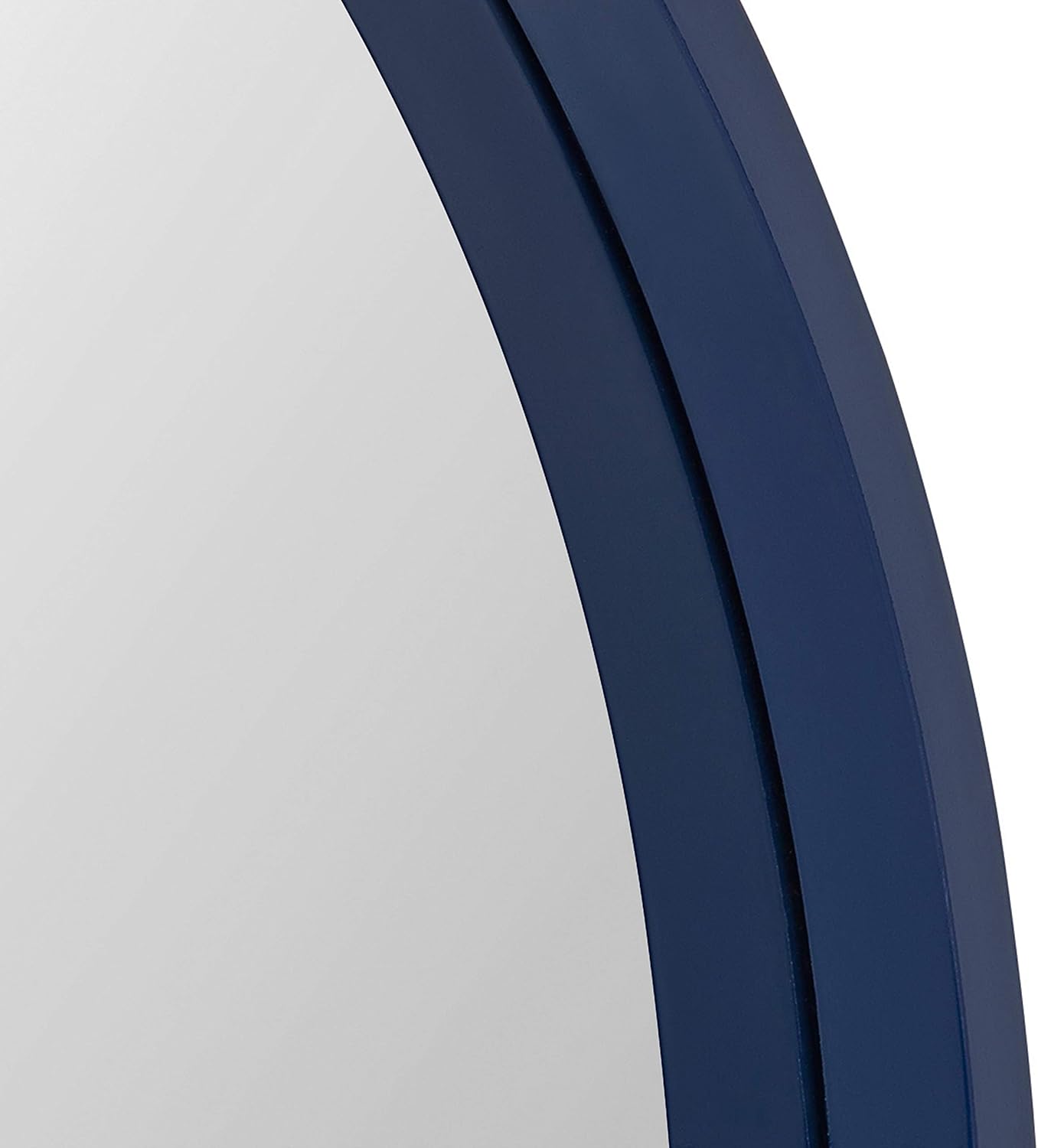 Kate and Laurel Travis Round Wood Wall Mirror, 25.6" Diameter, Navy Blue, Modern Wall Décor Accent