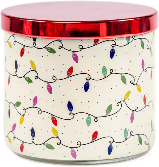 Christmas Candles, Xmas Berry Jam Scented Candle, Large 3 Wicks, 14 oz Christmas String Lights Candle Gift