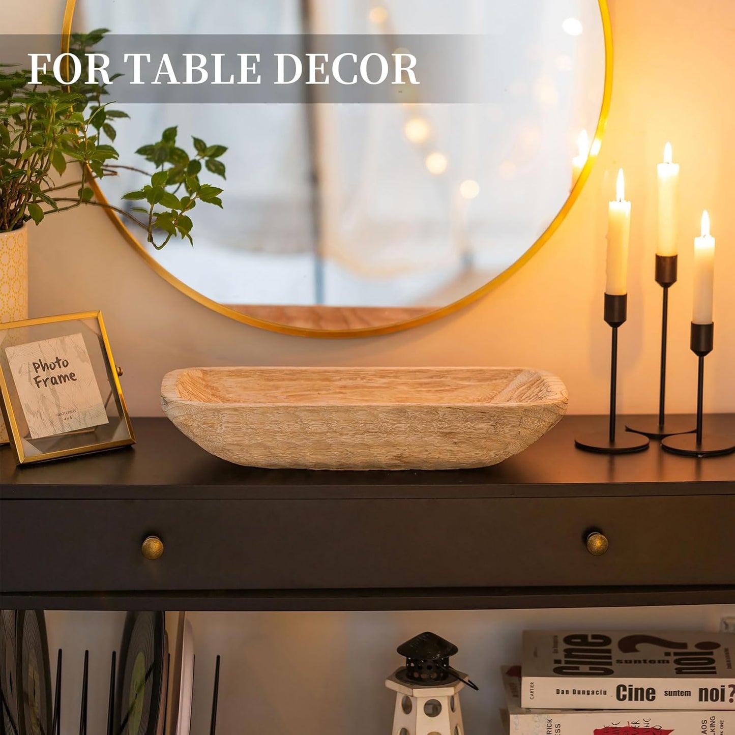 Hanobe Decorative Bowl for Coffee Table: Dough Bowls for Entry Way Table - Centerpiece Table Tray Decor Rustic for decorative balls for Dining Room Kitchen