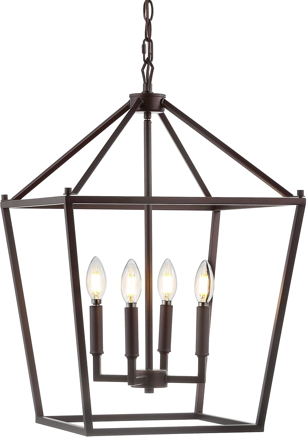 JONATHAN Y JYL7437A Pagoda Lantern Dimmable Adjustable Metal LED Pendant Classic Traditional Farmhouse Dining Room Living Room Kitchen Foyer Bedroom Hallway, 16 in, Oil Rubbed Bronze