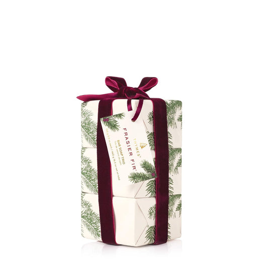 Thymes Bar Soap Trio Gift Set - Frasier Fir - Natural Hand Soaps - Contains Three - Cruelty-Free and Vegan - Pine Tree Scented Hand and Body Soap - 5.5 Oz Bars