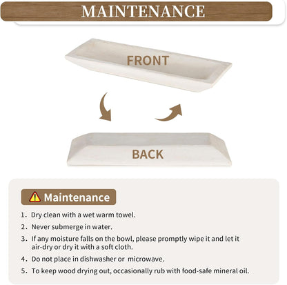 Hanobe Decorative Wood Dough Bowl: Large Long Wooden Bowl for Entry Way Table Home Decor - Coffee Table Decor for Living Room - Dining Table Centerpiece Decor