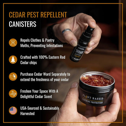 Dr. Killigan's Cedarwood Chip Canisters - Moth Repellent for Closets, Cedar Blocks for Clothes Storage, Drawer Deodorizers, 8 Reusable Tins with Wood Shavings