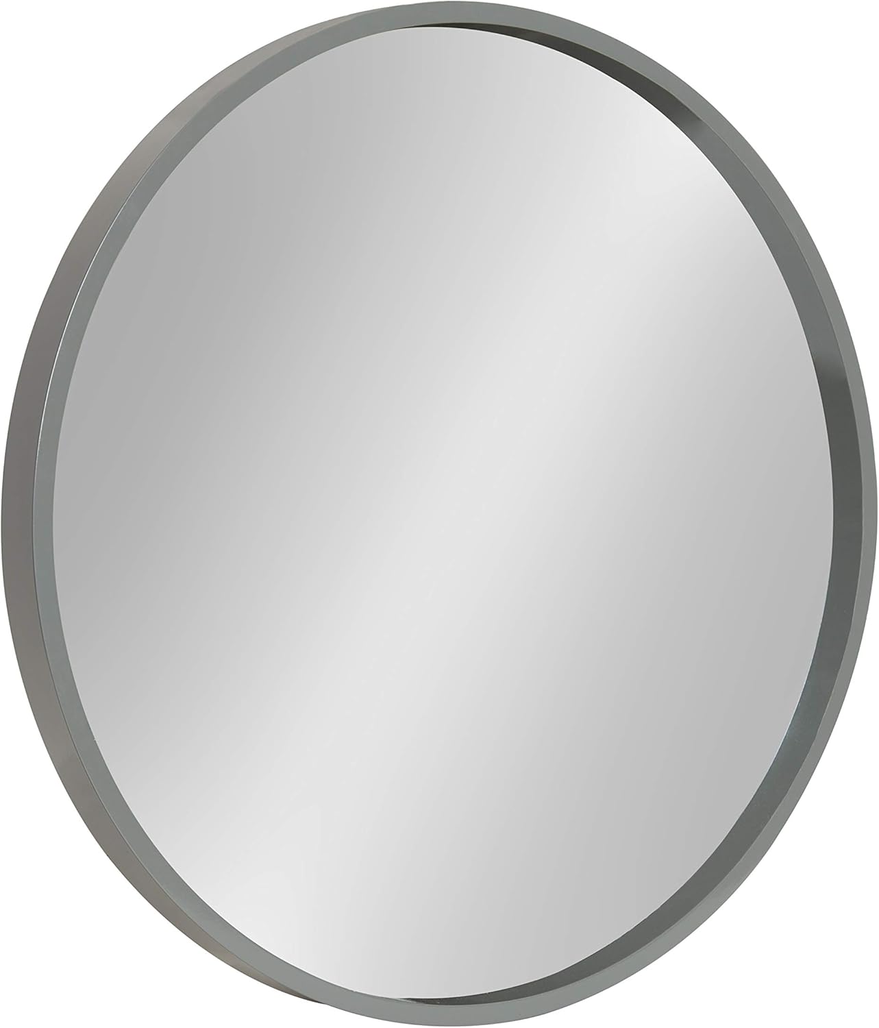 Kate and Laurel Travis Round Wood Wall Vanity Mirror, 22 Inch Diameter, Gray, Modern Circle Mirror for Use as Bathroom Mirror for Over Sink or Accent Entryway Mirror