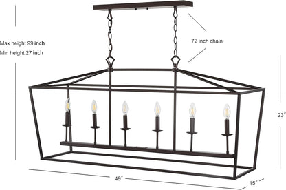 JONATHAN Y JYL7439A Pagoda Lantern Dimmable Adjustable Metal LED Pendant Classic Traditional Farmhouse Dining Room Living Room Kitchen Foyer Bedroom Hallway, 49 in, Oil Rubbed Bronze