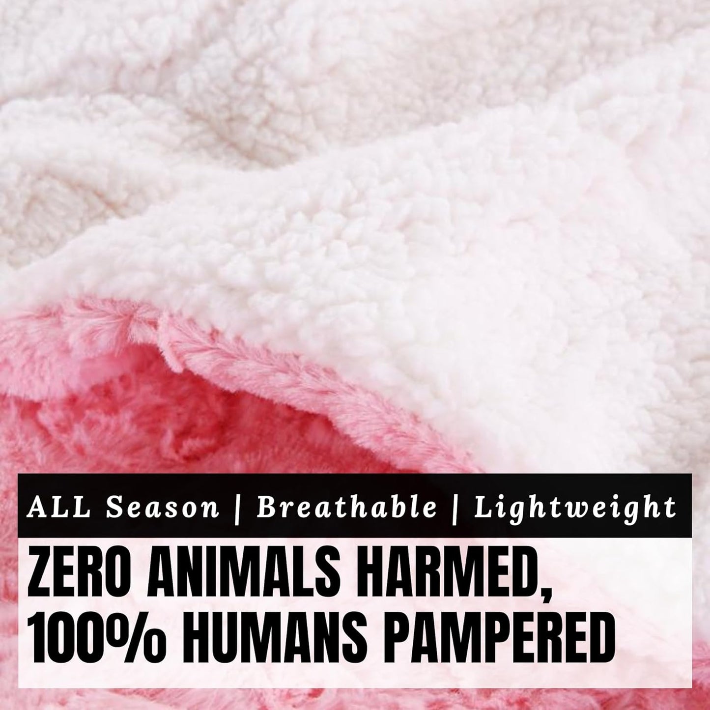 DaDa Bedding Luxury Faux Fur Throw Blanket - [ Non Shedding - Machine Washable] Fluffy Super Cuddly Soft Roses Sherpa Backside - Warm Plush for Lap or Sofa - Bright Vibrant Pink & White - 50" x 60"