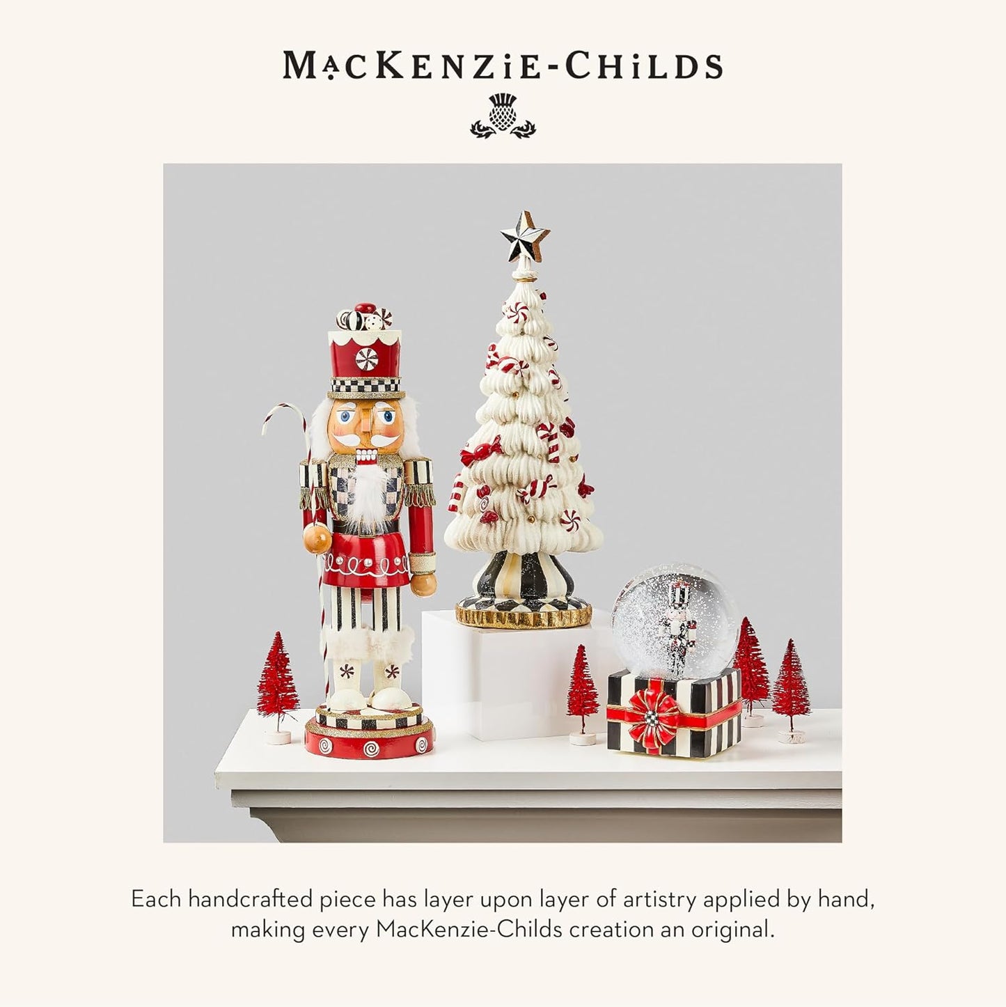MACKENZIE-CHILDS Snow Globe, Christmas Decoration for Living Room, Holiday Decor, Nutcracker Gift Box