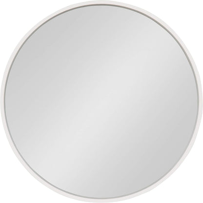 Kate and Laurel Travis Round Wood Wall Mirror, 25.6" Diameter, White, Modern Wall Décor Accent