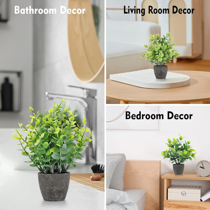 4 Pack Fake Plants Ceramic Mini Artificial Greenery Potted Plants for Home, Office, Room, Farmhouse, Indoor Table, Bathroom Decor