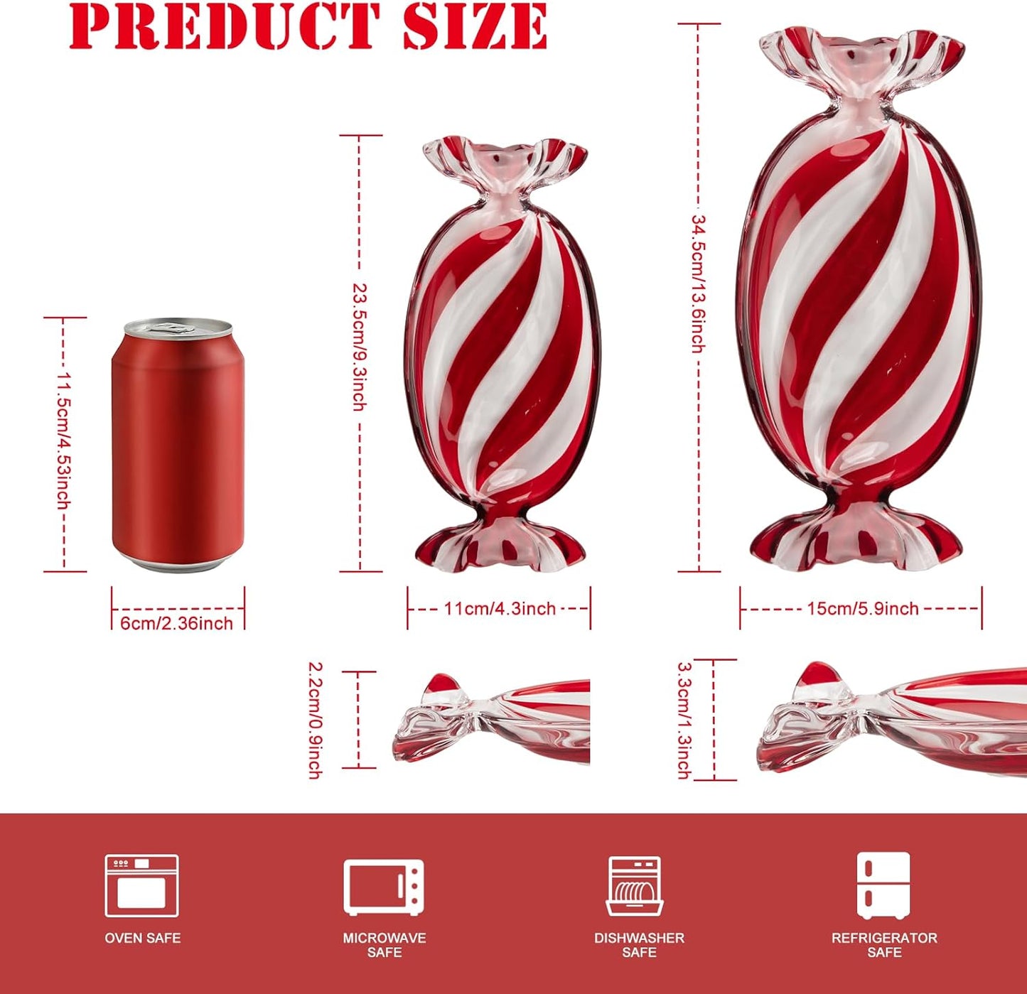 SHOWLOUE Glass Candy Platter, Christmas Platter Dish Serving Dessert Plates Christmas Dinnerware Tray Decorative Plates for Xmas Holiday Party Favor, Large