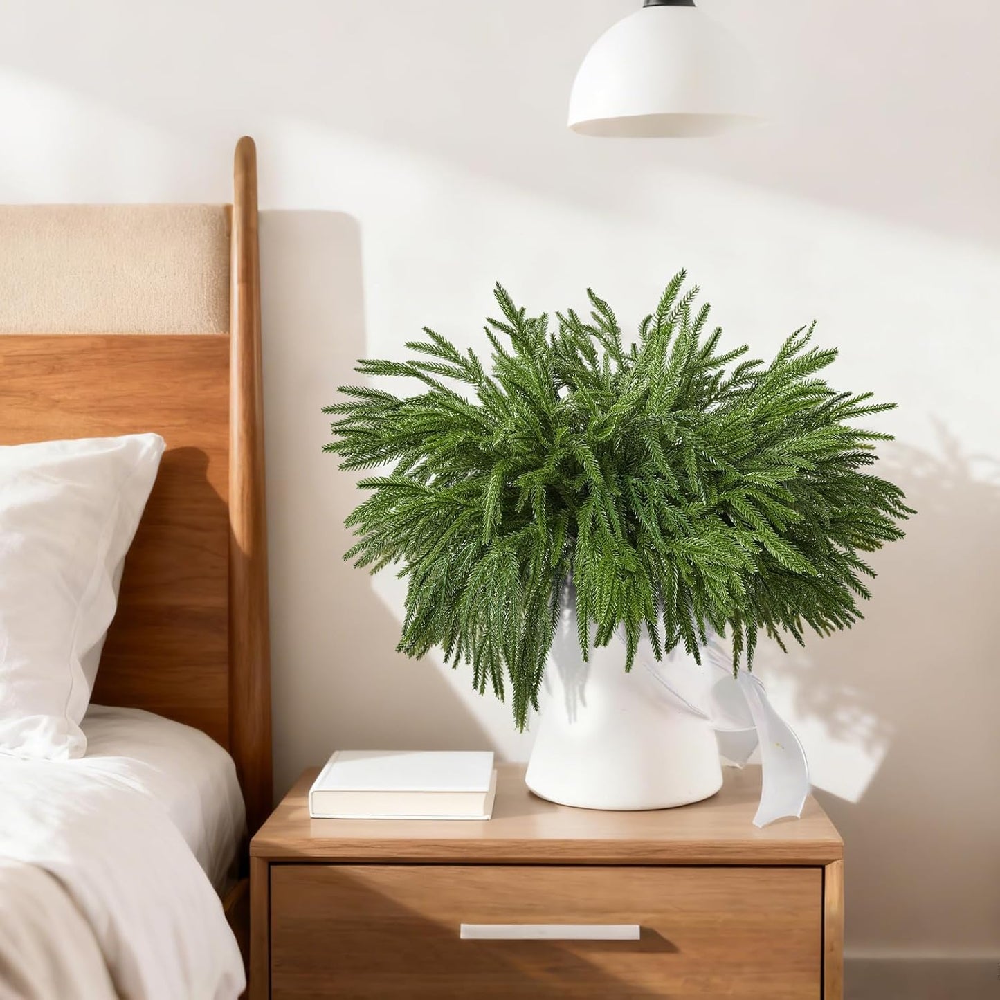 18 Pcs Real Touch Norfolk Pine Branches,Artificial Christmas Green Faux Cedar Norfolk Pine Stems Fake Greenery Pine Picks for Vase DIY Garland Wreath Xmas Indoor Outdoor Home Decoration (18 Inches)