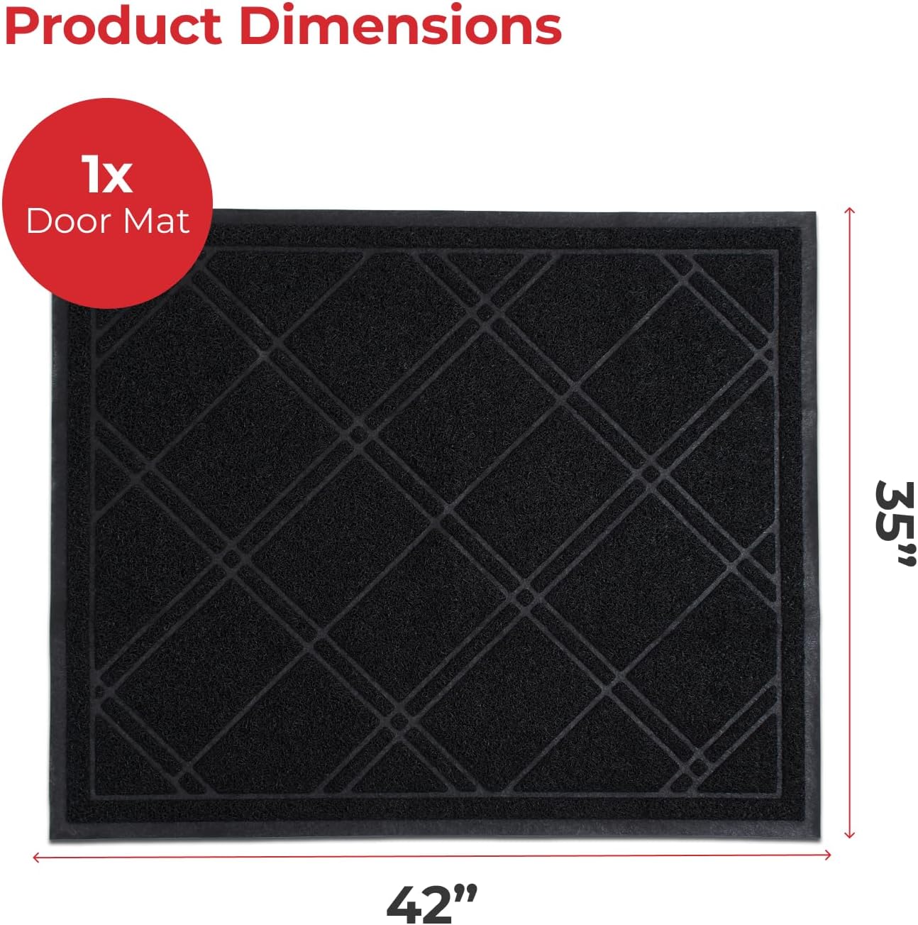 SlipToGrip Universal Entryway Door Mat - 42 x 35 Inch Plaid Floor Mat for Indoor and Outdoor Use - No-Slip, Washable, Patio, or Garage