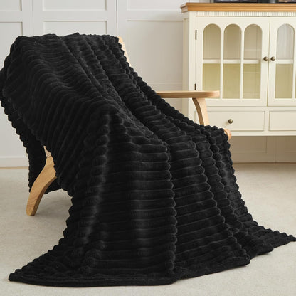 Twin Fleece Blanket for Couch - Super Soft Cozy Throw Blankets for Women,3D Striped Lightweight Blanket for Girls,All Seasons Flannel Blanket，Bed Home Decor，60x80 Inches