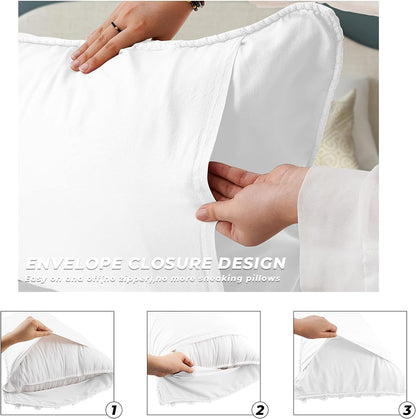 BOSOWOS Standard Size Pillow Shams Set of 2, Ultra Soft Breathable 20 x 26 Inches Pillow Case Envelope Closure, Microfiber Farmhouse Bed Pillowcases for Easy Care, White