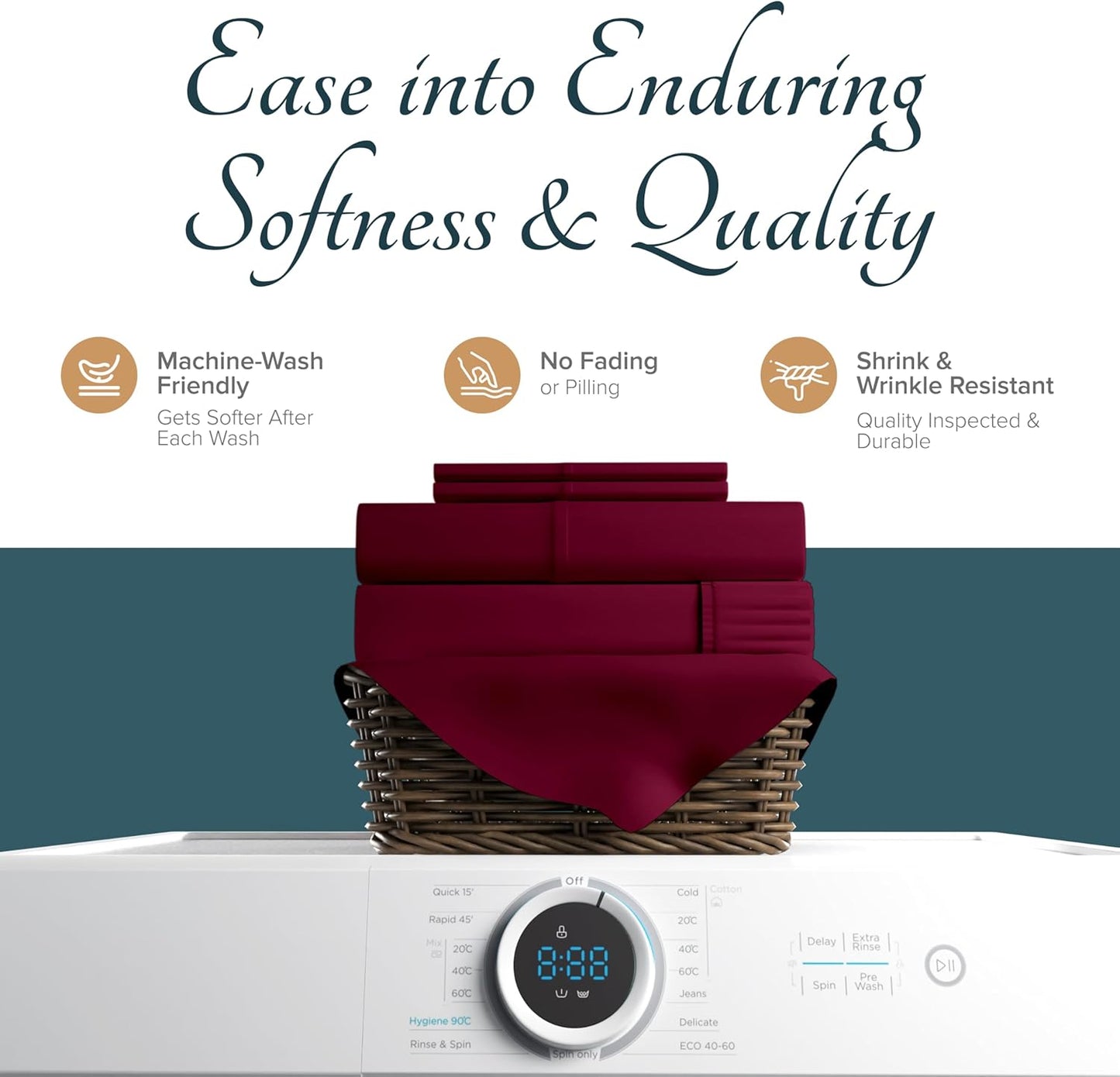 Carressa Linen 100% Egyptian Cotton Pillow Cases Standard/Queen Size Set of 2 - Luxury 1500 Thread Count Sateen Burgundy Pillow Cases, Silky Soft Cotton Pillowcases Fits Standard & Queen Pillows