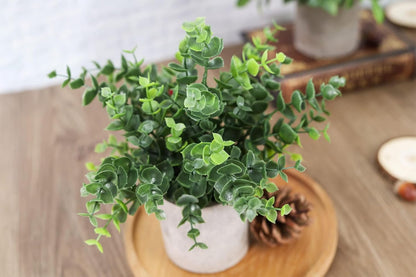 Der Rose 3 Pack Mini Potted Fake Plants Artificial Plastic Eucalyptus Plants Centerpieces for Table Home Office Desk Accessories Farmhouse Room Classroom Decor