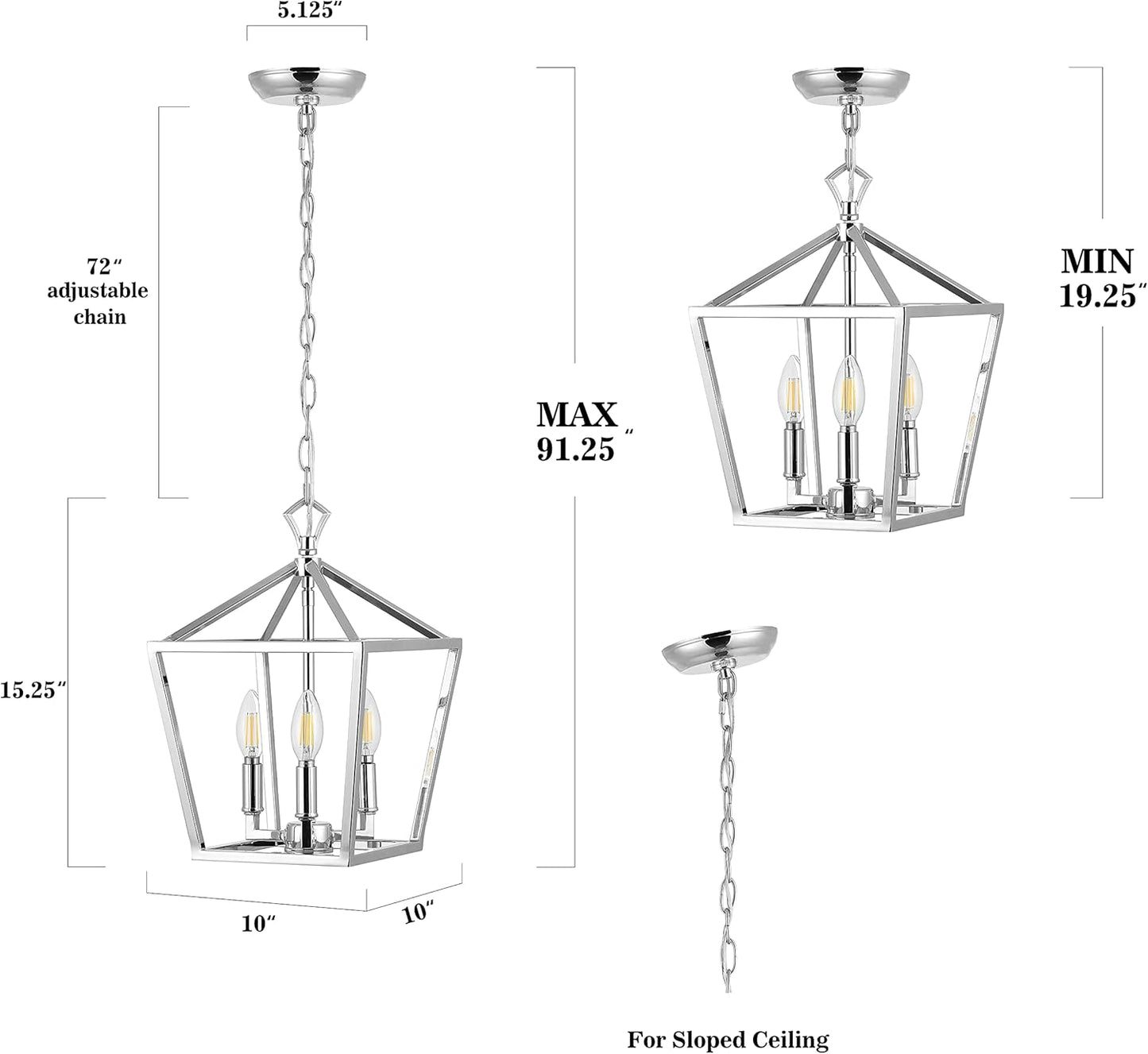 JONATHAN Y JYL7601C Pagoda Lantern Dimmable Adjustable Metal LED Pendant Classic Traditional Farmhouse Dining Room Living Room Kitchen Foyer Bedroom Hallway, 10 in, Chrome