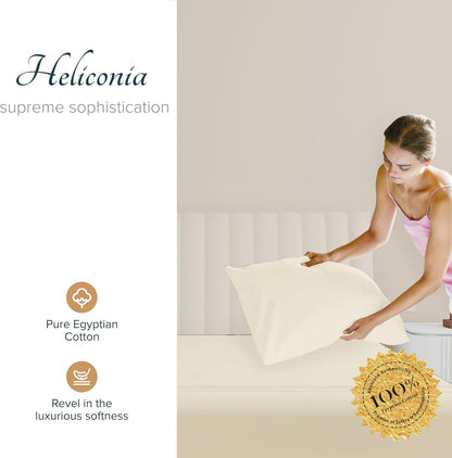 Carressa Linen 100% Egyptian Cotton Pillow Cases Standard/Queen Size Set of 2 - Luxury 1500 Thread Count Sateen Ivory Pillow Cases, Silky Soft Cotton Pillowcases Fits Standard & Queen Pillows