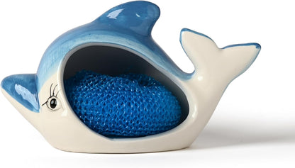 Servette Home Decorative Dish Sponge Holder for Kitchen Sink (Dolphin)