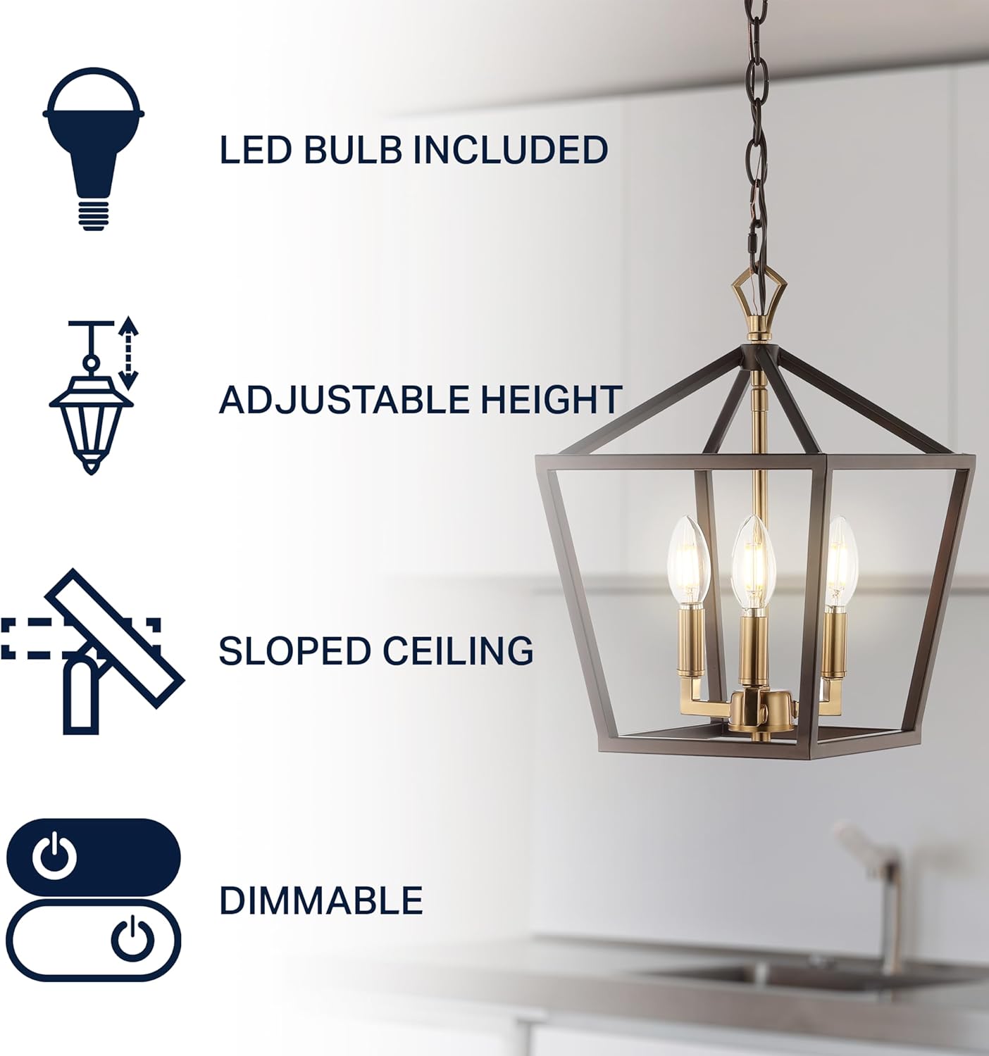 JONATHAN Y JYL7601D Pagoda 10" 3-Light Iron Classic Modern Lantern Bohemian, Cottage, Farmhouse, Rustic, Transitional LED Pendant, Oil Rubbed Bronze/Brass Gold