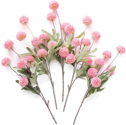 Floroom 5pcs Pink Faux Silk Mums Artificial Flowers, Bulk Fake Small Mini Chrysanthemums with Stems for DIY Blush Wedding Centerpieces Floral Arrangements Vase Fillers Home Decorations
