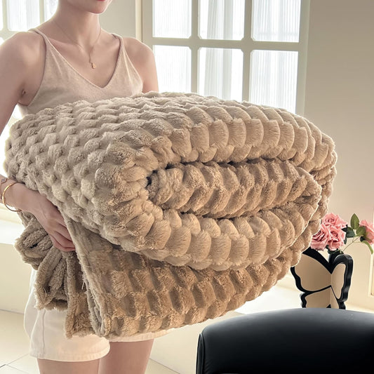 Throw Fleece Blanket for Couch - Super Soft Cozy Throw Blankets for Women Travel,3D Checkered Striped Lightweight Blanket for Girls,All Seasons Flannel Blanket，Bed Home Decor，44x60 Inches