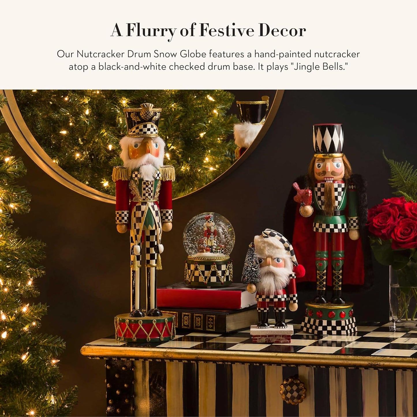 MACKENZIE-CHILDS Snow Globe, Christmas Decor for Living Room, Nutcracker