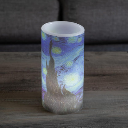 Lavish Home Flameless Candles - 2-Pack Van Gogh Starry Night Battery Operated Candles with Remote and Flickering Light for Home Décor