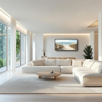 Olivine Beach Large Wall Art, Coastal Seascape Pictures Wall Decor, Nautical Paintings, Sea Canvas Prints, Framed Artwork for Dining Room Bedroom Living Room Office Bathroom Home Decoration 60"x30"