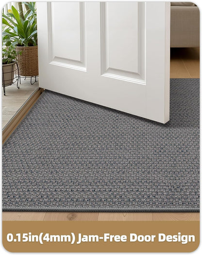 Color&Geometry Front Door Mat Indoor 21"x31", Rugs for Entryway, Non Slip Washable Low-Profile Inside, Entry Mat Entry Rug Door Mat Indoor Entrance, Light Grey (Fold)